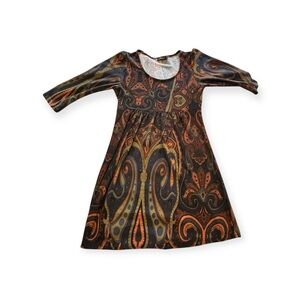 Reborn Brown and Black A-line Dress with Cuffed Sleeves
